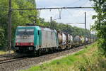 The BLS Nord 186 220 with a Hupac train from Italy to the port of Antwerp. Bombardier Traxx F140 MS2e build in 2008 with construction N� 34419. Line 27A at Antwerp Airport. 06-08-2026