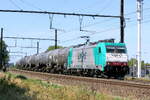 La Lineas 186 350 avec un train-citerne en provenance du port d'Anvers. Bombardier Traxx F140 MS construit en 2009 avec le numéro de construction 34481. Ligne 27A à l'aéroport d'Anvers. 13-08-2026