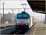 . The TRAXX HLE 2810 is hauling a goods train trough the station Gent Sint Pieters on November 12th, 2011.