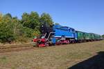 Four nations in one picture! The Polish TKt 48-87 -owned by Belgian preservationists CFV3V and wearing the colours of Czech and Slovak fast steam train locos (see pictures of ex-CSD Class 477