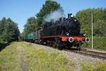CFV3V's NE61/8098 Andr�  Chapelon hauls a steam shuttle train from Baasrode Noord into Puurs on 4 July 2026 during the  Scheldeland in Stoom  spectacle.