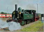 . The steam engine Tubize 2002 (former SA 03) is entering into the station of Mariembourg on September 23rd, 2006. This engine comes from SAFEA in Houdeng-Goegnies and belongs to a member of CFV3V. It was built by S.A. Ateliers Mtallurgiques Tubize in 1929. 