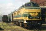 Scanned picture of ex-NMBS 5117 on 12 September 2004 at Saint Ghislain. This engine has been masqueraded as '5001' in light blue.