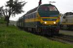 On a damp afternoon of 6 May 2023, SCM's 6219 stands ready for departure at Eeklo for one of the hourly shuttle trains to Maldegem during the SCM's Steam Weekend.