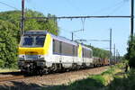 The Lineas 1316 double traction with the 1331 for the daily heavy steel train from Arcelor-Mittal Esch-sur-Alzette in Luxembourg to the port of Antwerp.
