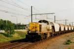 On 21 April 2006 NMBS 7835 with cereals train passes Antwerpen Luchtbal.