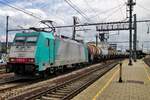 B-Cargo/Lineas 2827 hauls a tank train through Antwerpen-Berchem on 29 June 2016.