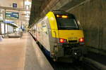 The NMBS 08178 as S1 from Antwerpen Centraal to Nijvel at platform 11, level -1 at Antwerpen Centraal. NMBS Class MR08 (EMU08) Desiro ML : A total of 305 of these EMU (Electric Multi Unit) were build between 2011 and 2016. The first 105 by Siemens, t ...