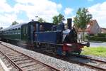 Lok-3 'Waase Kleiputter' of the Stoomtrein Dendermonde-Puurs enters Saint-Amands with a steam shuttle on a glorious 6 July 2024.