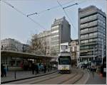 Tram N 6023 is arriving at the stop Marie-Jos-plein in Oostende on November 12th, 2011.