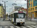 Tram N 7128 photographed near the station Antwerpen Centraal on September 13th, 2008.