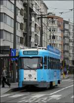 Tram N° 7004 is running through the Carnotstraat in Antwerp on September 13th, 2008.