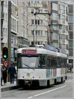 Tram N° 7098 photographed near the station Antwerpen Centraal on Septebmer 13th, 2008.