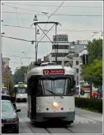 Tram N 7052 is running through the Gemeentestraat in Antwerp on September 13th, 2008. 