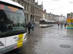 De Lijn Ghent Car 6317 and De Lijn Bus 5367 near St Nicolas' church, 25/08/2014.