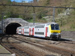 InterCity train to Liège-Palais coming out of the Huy tunnel on 12th April 2016.