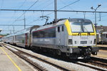 IC train to Knokke/Blankenberge waiting for departure in Tongeren, June 2014.