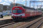 Formerly with RM, later BLS 566 222 calls at Burgdorf on 17 May 2025. THis EMU is now part of the BLS Historic Fleet.