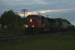 CN SD75I 5656 and Dash-8 C40-8W 2463 now with an fright train in the evening on 04.10.2009 at Woodstock. 
