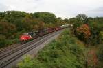 Freight train with CN Dash-9 C44-9W 2308 and Dash-8 C40-8M 2431 on 03.10.2009 at Bayview Junction near Hamilton.
