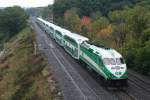 Local train Go Transit MP40PH-3C 625 towards Hamilton on 3.10.2009 at Bayview Junction.
