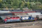 RaiLink Ottawa Valley Railway GP18 1808 (former Central Vermont CV 3614) and SOR Rail America GP35 5005 on 3.10.2009 at Hamilton CN yard.