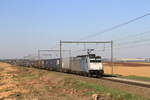 Crossrail locomotive 186 458 hauling the GTS train from Zeebrugge to Aachen-West, is passing in Warsage, 3/4/2025