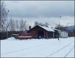 Historic locomotive depot in railway station Volary on 24.1.2012