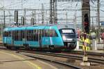 Arriva 642 838 passes through Praha-Liben on 12 June 2022.