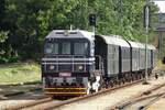 Maly Hektor (Little Hektor) T435 003 shunts old stock at Benesov u Prahy on 10 September 2022.