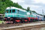 T 435 0145 hauls an extra train out of themuseum at Luzna u Rakovnika on 13 May 2012. The station of LuR lies adjacent to the museum, making this kind of pictures perfectly possible and legal.