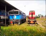 CD Cargo 750 330 + 742 333 in Main station Liberec on 22.5.2017