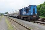 On 25 May 2015 CD 742 289 hauls a cement train into Rakovnik.