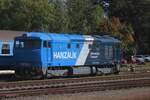 Former Hanzalik (whose colours stil show up on the locomotive), ex-CD Cargo, now Rail System 749 262 runs light through Benesov u Prahy on 28 September 2025.