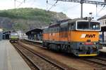 AWT 750 199 runs light through Usti-nad-Labem on 22 September 2014.