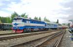 T 478 1002 stands with an extra train in the museum of Luzna u Rakovnika on 13 May 2012.