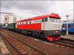 T478 1008  Bardotka  (year of construction 1967) in main station Kralupy nad Vltavou.