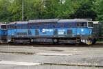 ING-Bank sponsored CD cargo 753 753 stands at Rakovnik on 25 May 2015.