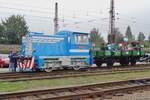 T211 0002 hauls one wagon with some railway fans through the works of Ceska Trebova on an Open day 23 September 2017.