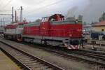 T466.0286 hauls a Bardotka through Benesov u Prahy on a grey 26 September 2025 in preparation for the STEAM56 train festivities.