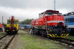 The steel works at Trinec (between Bohumin and Cad�a) operate massive shuntings with Diesel locos and one of their then newbies, 723 705,was guest at an Open Day at the CD works in Ceska Trebova on a grey 24 September 2017.