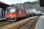 On 22 September 2014 IDS 121 041 hauls a tank train through Usti nad Labem.