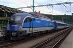 On 10 June 2022 RailJet with 1216 235 stands in Decin hl.n.
