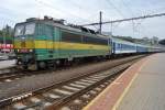 Old liveried CD 163 242 stands in Praha hl.n. on 24 May 2015.