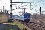 EuroCity with 193 294 speeds through Pirna on 8 April 2018. 