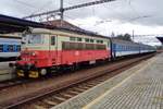 CD 242 216 waits for departure at Klatovy on 15 September 2017.