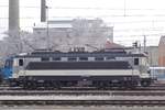 Fifty shades of grey? Grey, grey and grey with black elements are seen on LokoTrain 242 558 at Breclav on a grey first day in 2017.