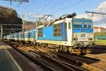 On 6 April 2017 CD 371 002 hauls an EC-service to Prague into Decin hl.n. in the last year of CD Class 371 handling EuroCities between Dresden and Prague.