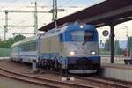 EuroCity METROPOLITAM with 380 001 calls at Vac on 10 May 2018. 