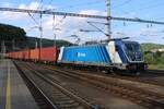 CD Cargo 388 021 hauls a container train through Decin hl.n.